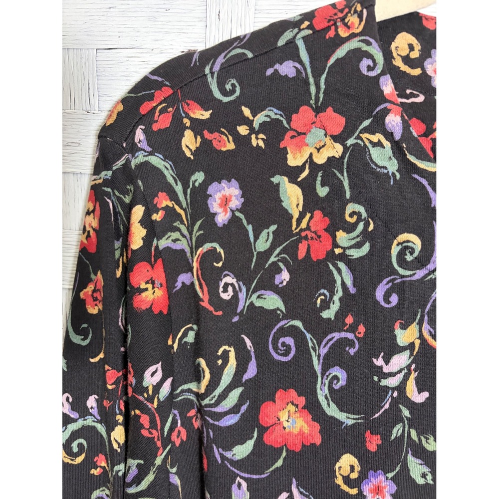 Vintage Talbots Womens Dress Floral Cotton Knit Midi Long Sleeve Pockets TradMom - Picture 5 of 13